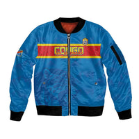 Custom DR Congo Football Sleeve Zip Bomber Jacket Go Les Léopards