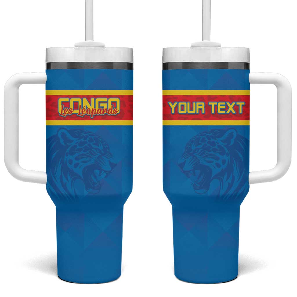 Custom DR Congo Football Tumbler With Handle Go Les Leopards
