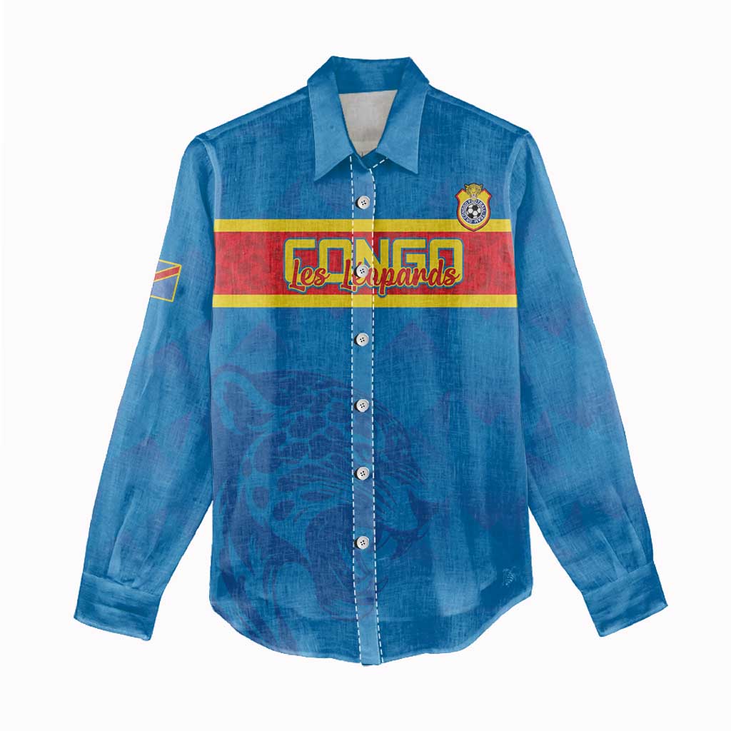 Custom DR Congo Football Women Casual Shirt Go Les Léopards