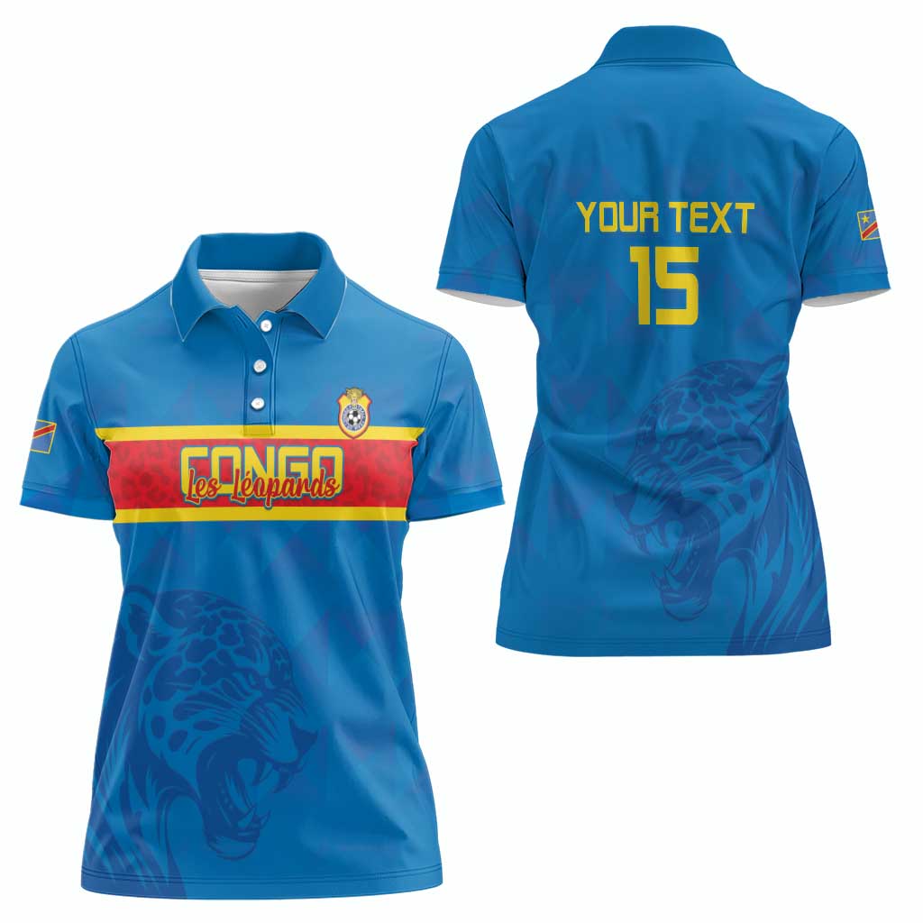 Custom DR Congo Football Women Polo Shirt Go Les Léopards