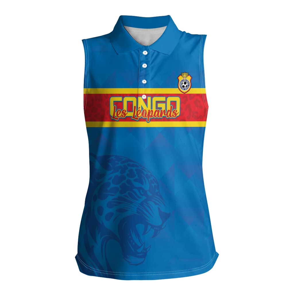 Custom DR Congo Football Women Sleeveless Polo Shirt Go Les Léopards