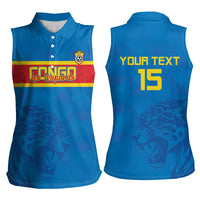 Custom DR Congo Football Women Sleeveless Polo Shirt Go Les Léopards