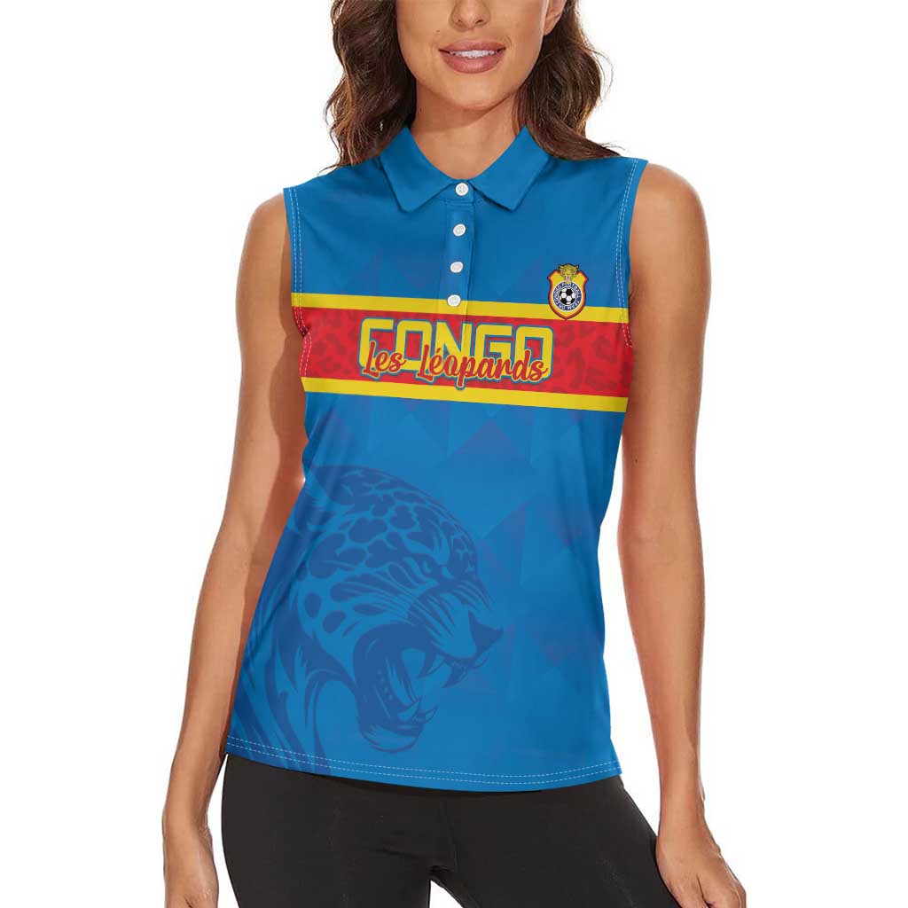 Custom DR Congo Football Women Sleeveless Polo Shirt Go Les Léopards