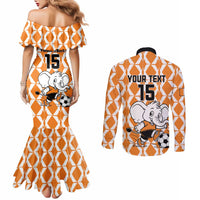 Custom Ivory Coast Football Couples Matching Mermaid Dress and Long Sleeve Button Shirt Go Champions