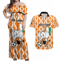Custom Ivory Coast Football Couples Matching Off Shoulder Maxi Dress and Hawaiian Shirt Go Champions