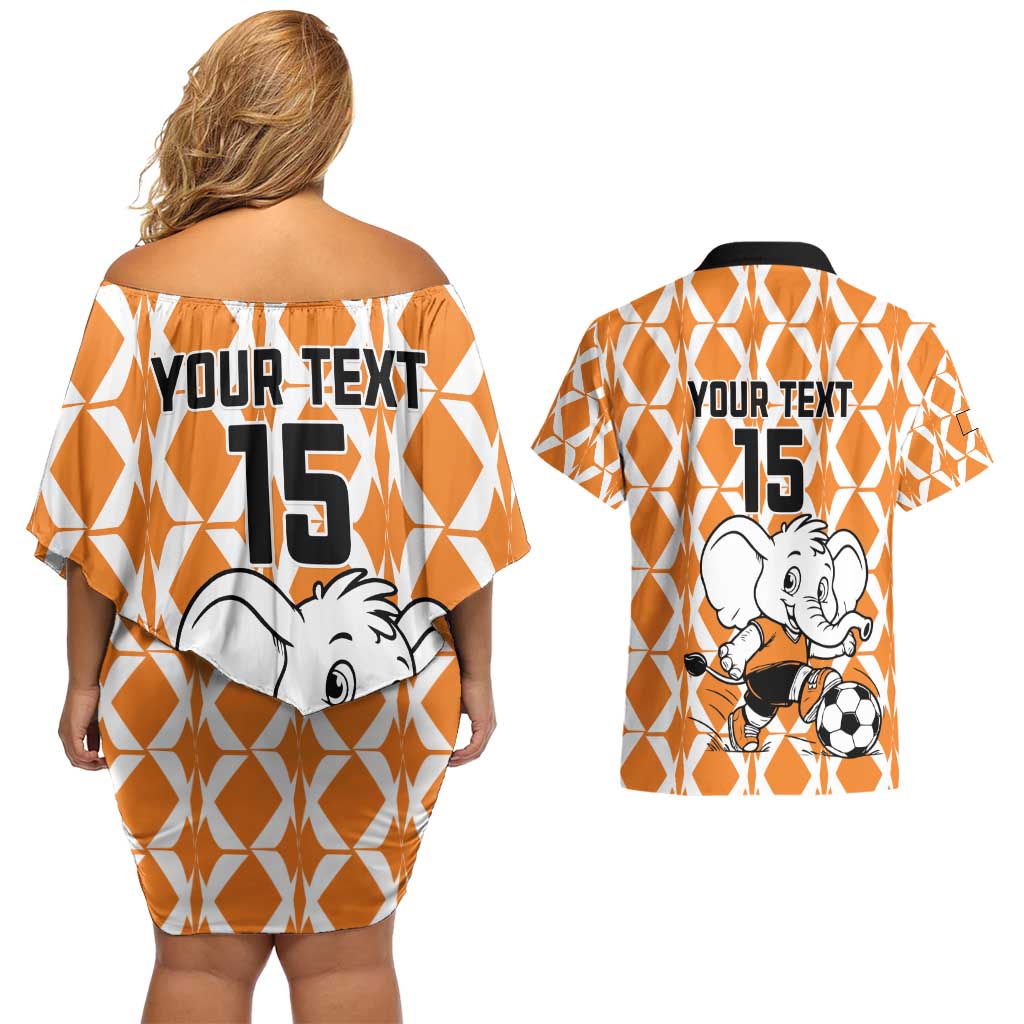 Custom Ivory Coast Football Couples Matching Off Shoulder Short Dress and Hawaiian Shirt Go Champions