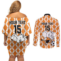 Custom Ivory Coast Football Couples Matching Off Shoulder Short Dress and Long Sleeve Button Shirt Go Champions