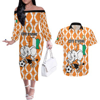 Custom Ivory Coast Football Couples Matching Off The Shoulder Long Sleeve Dress and Hawaiian Shirt Go Champions