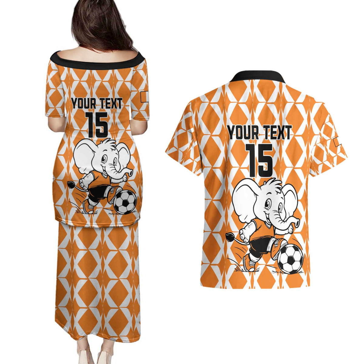 Custom Ivory Coast Football Couples Matching Puletasi and Hawaiian Shirt Go Champions