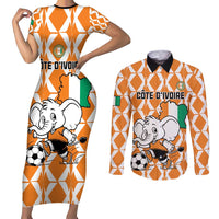 Custom Ivory Coast Football Couples Matching Short Sleeve Bodycon Dress and Long Sleeve Button Shirt Go Champions