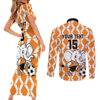 Custom Ivory Coast Football Couples Matching Short Sleeve Bodycon Dress and Long Sleeve Button Shirt Go Champions