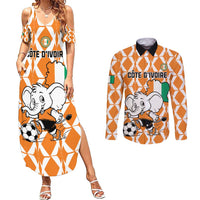 Custom Ivory Coast Football Couples Matching Summer Maxi Dress and Long Sleeve Button Shirt Go Champions