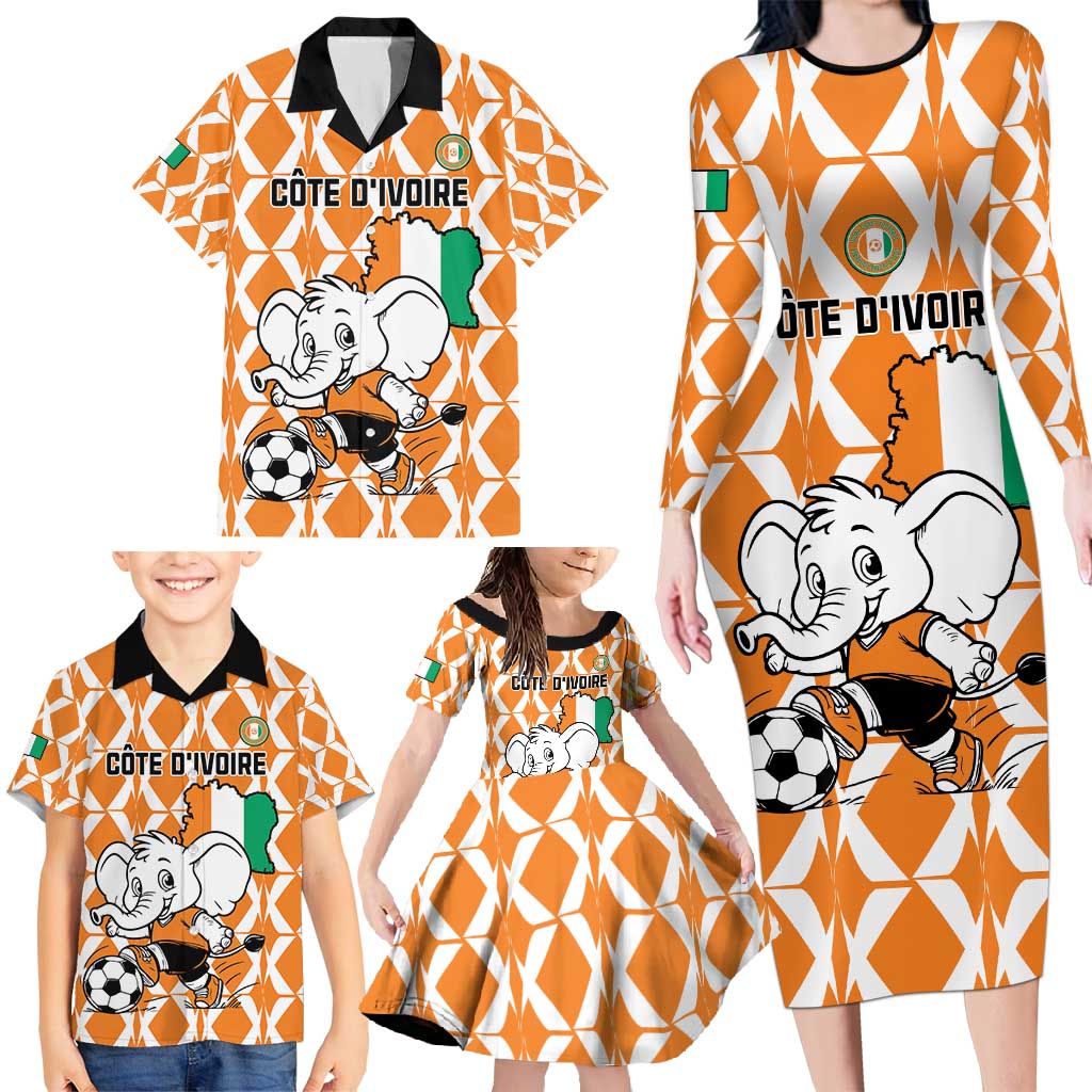 Custom Ivory Coast Football Family Matching Long Sleeve Bodycon Dress and Hawaiian Shirt Go Champions