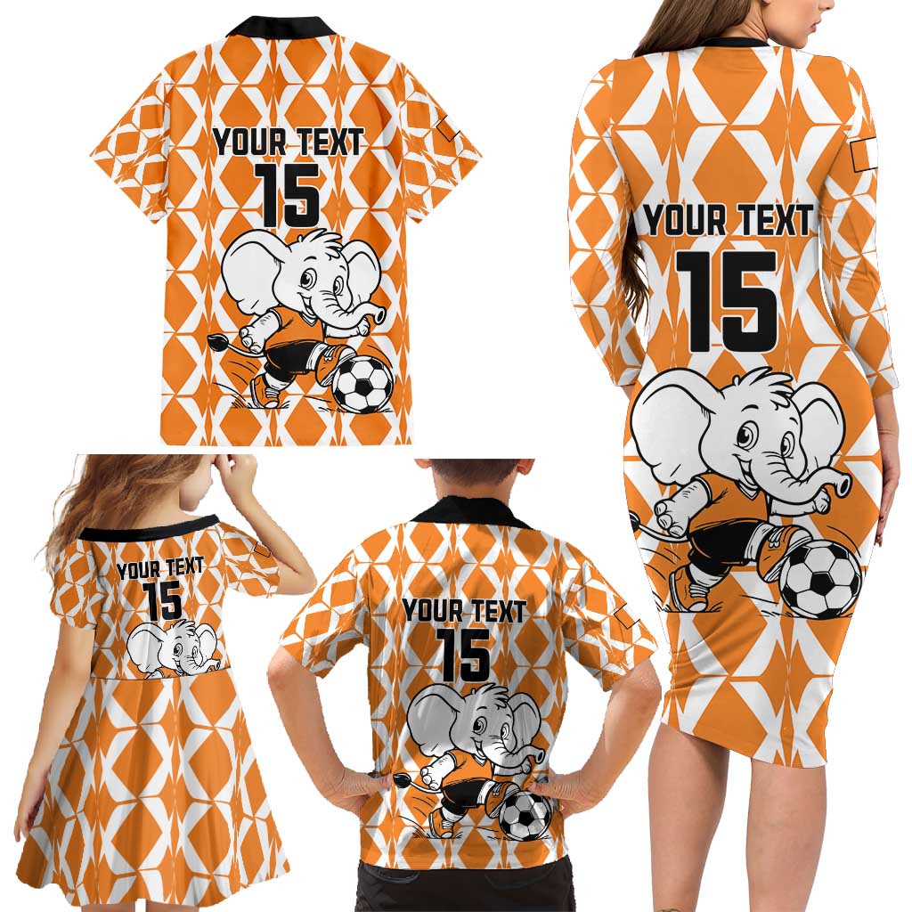 Custom Ivory Coast Football Family Matching Long Sleeve Bodycon Dress and Hawaiian Shirt Go Champions