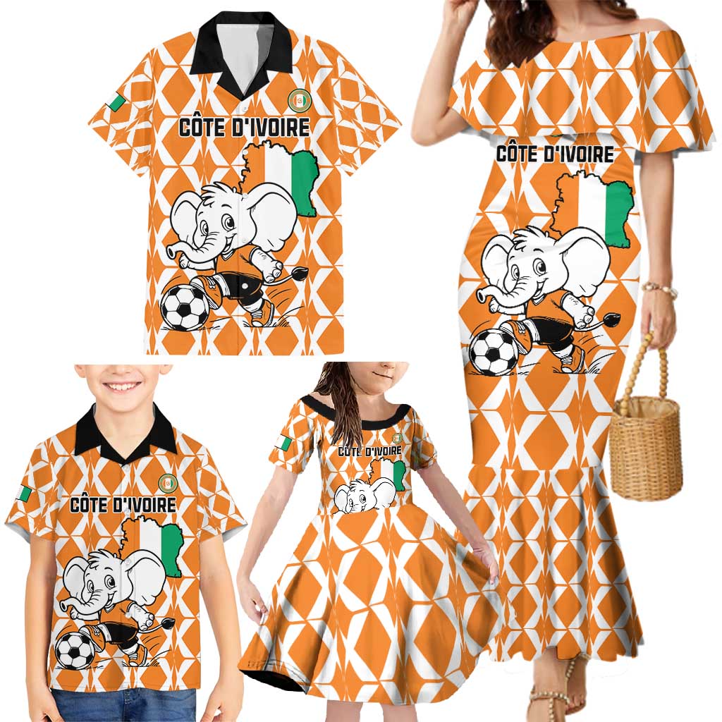 Custom Ivory Coast Football Family Matching Mermaid Dress and Hawaiian Shirt Go Champions