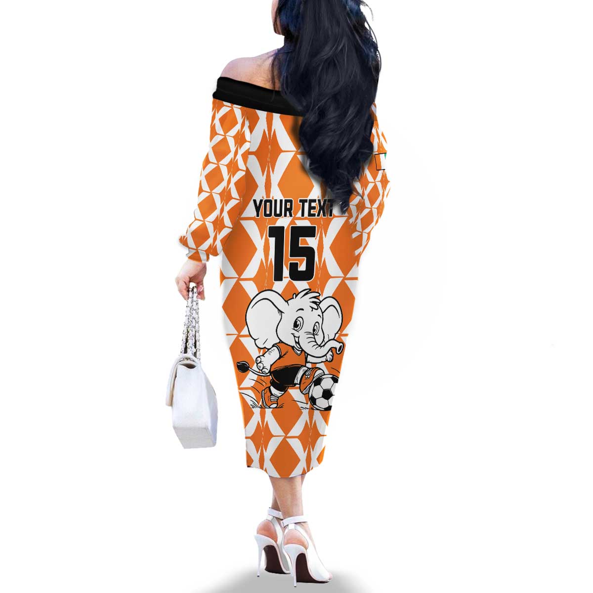 Custom Ivory Coast Football Family Matching Off The Shoulder Long Sleeve Dress and Hawaiian Shirt Go Champions