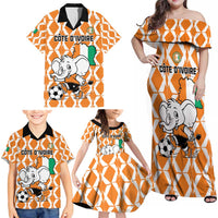 Custom Ivory Coast Football Family Matching Off Shoulder Maxi Dress and Hawaiian Shirt Go Champions