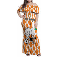 Custom Ivory Coast Football Family Matching Off Shoulder Maxi Dress and Hawaiian Shirt Go Champions
