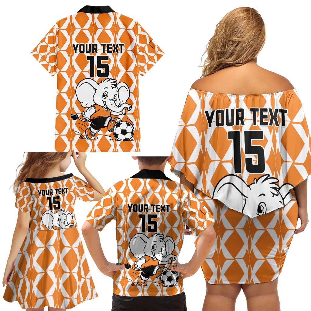 Custom Ivory Coast Football Family Matching Off Shoulder Short Dress and Hawaiian Shirt Go Champions