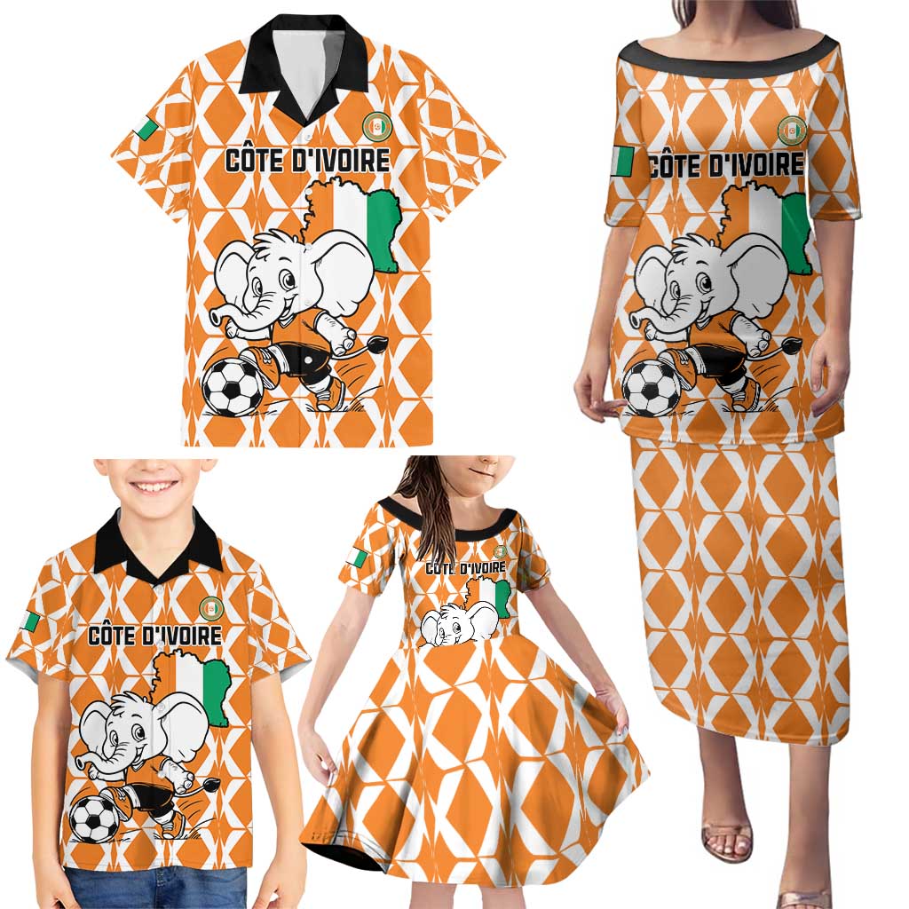 Custom Ivory Coast Football Family Matching Puletasi and Hawaiian Shirt Go Champions