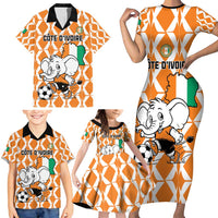Custom Ivory Coast Football Family Matching Short Sleeve Bodycon Dress and Hawaiian Shirt Go Champions