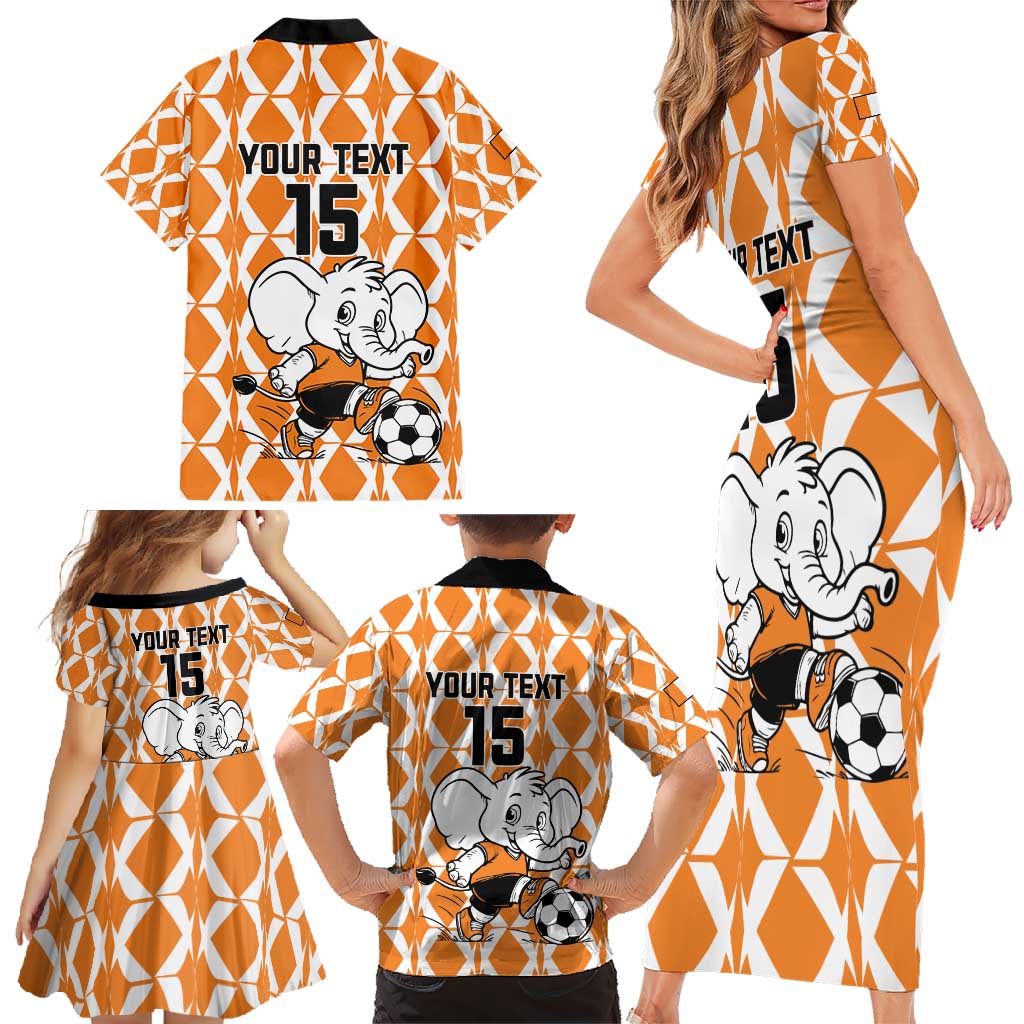 Custom Ivory Coast Football Family Matching Short Sleeve Bodycon Dress and Hawaiian Shirt Go Champions