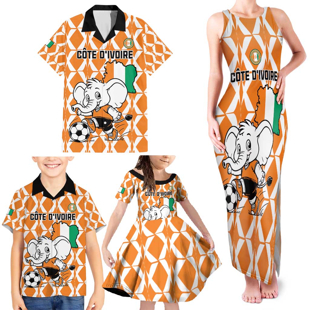 Custom Ivory Coast Football Family Matching Tank Maxi Dress and Hawaiian Shirt Go Champions