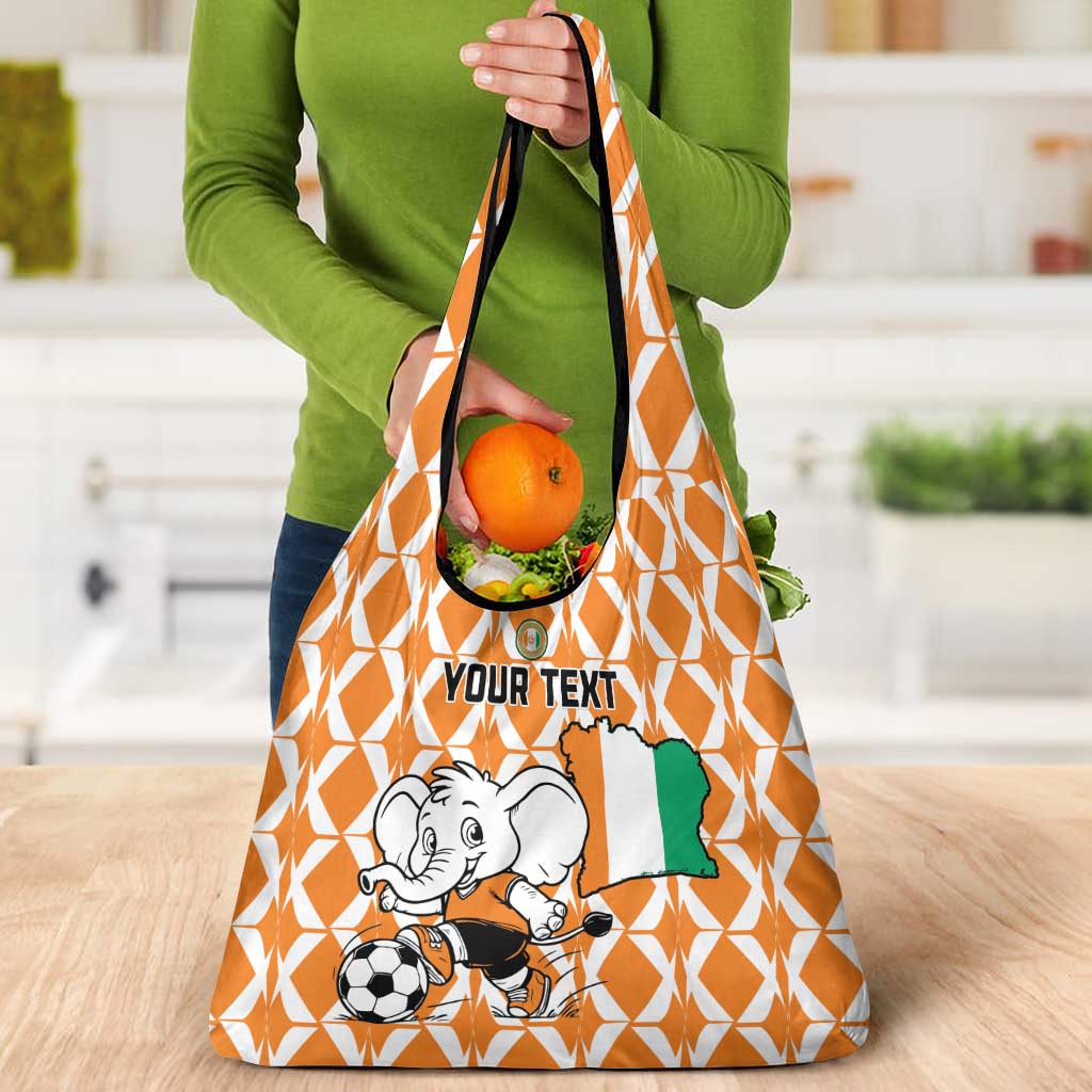 Custom Ivory Coast Football Grocery Bag Go Champions