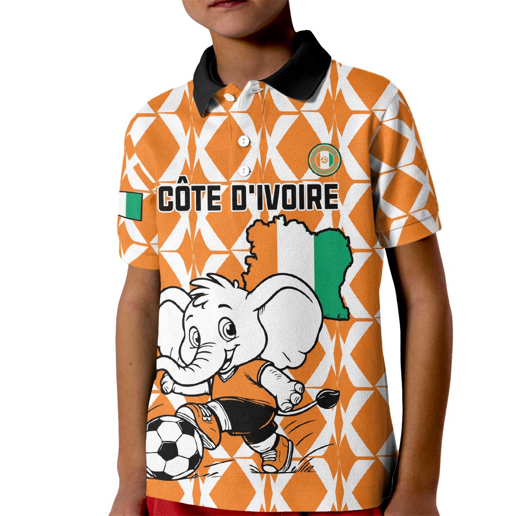 Custom Ivory Coast Football Kid Polo Shirt Go Champions