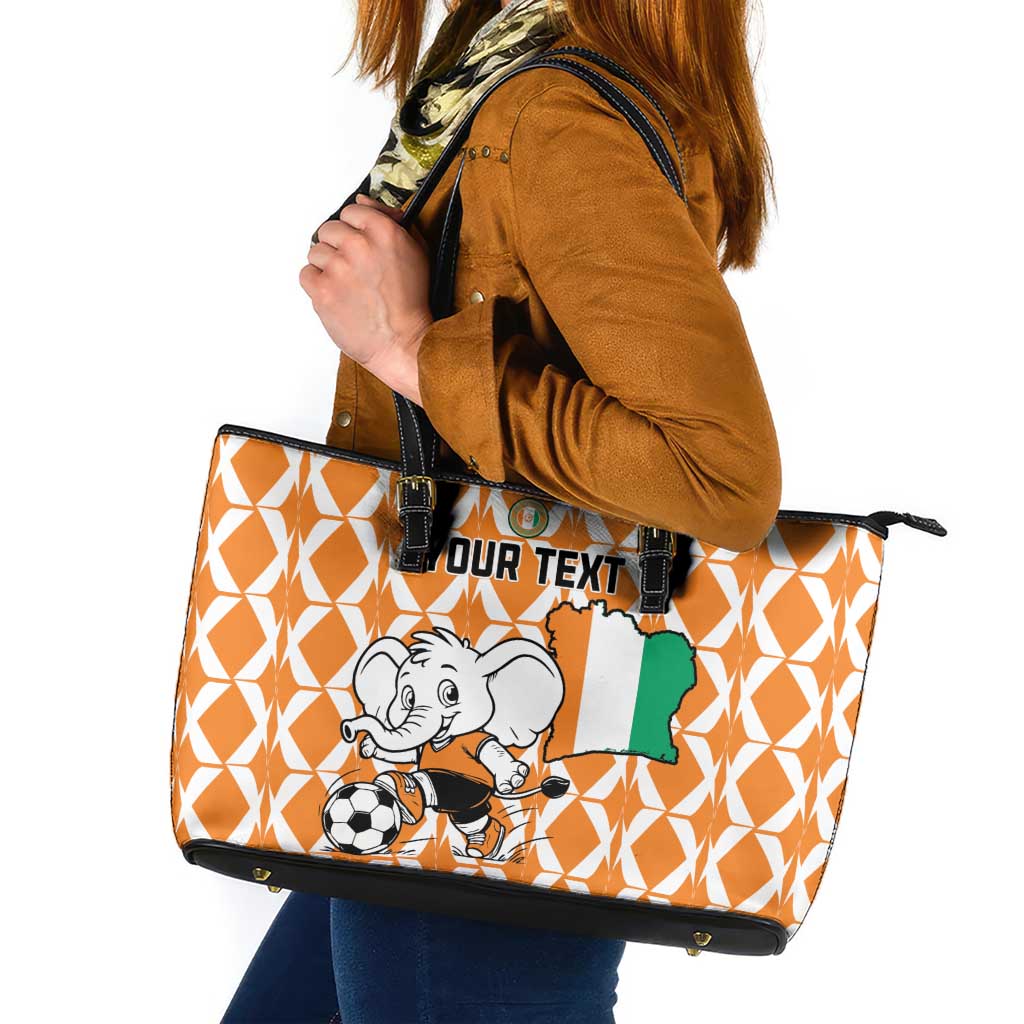 Custom Ivory Coast Football Leather Tote Bag Go Champions
