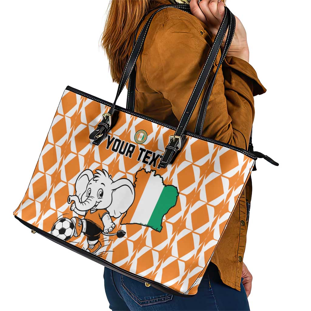 Custom Ivory Coast Football Leather Tote Bag Go Champions