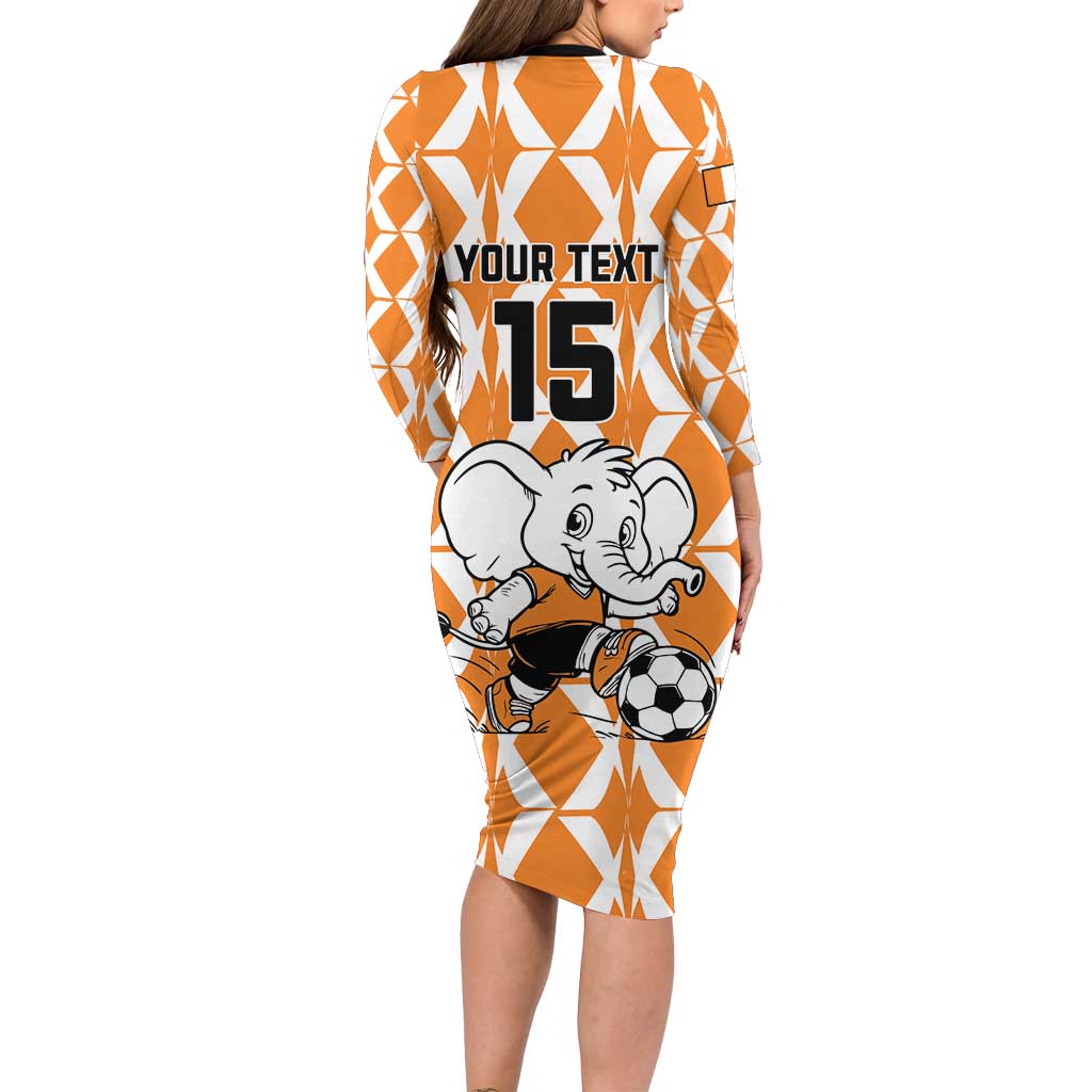 Custom Ivory Coast Football Long Sleeve Bodycon Dress Go Champions