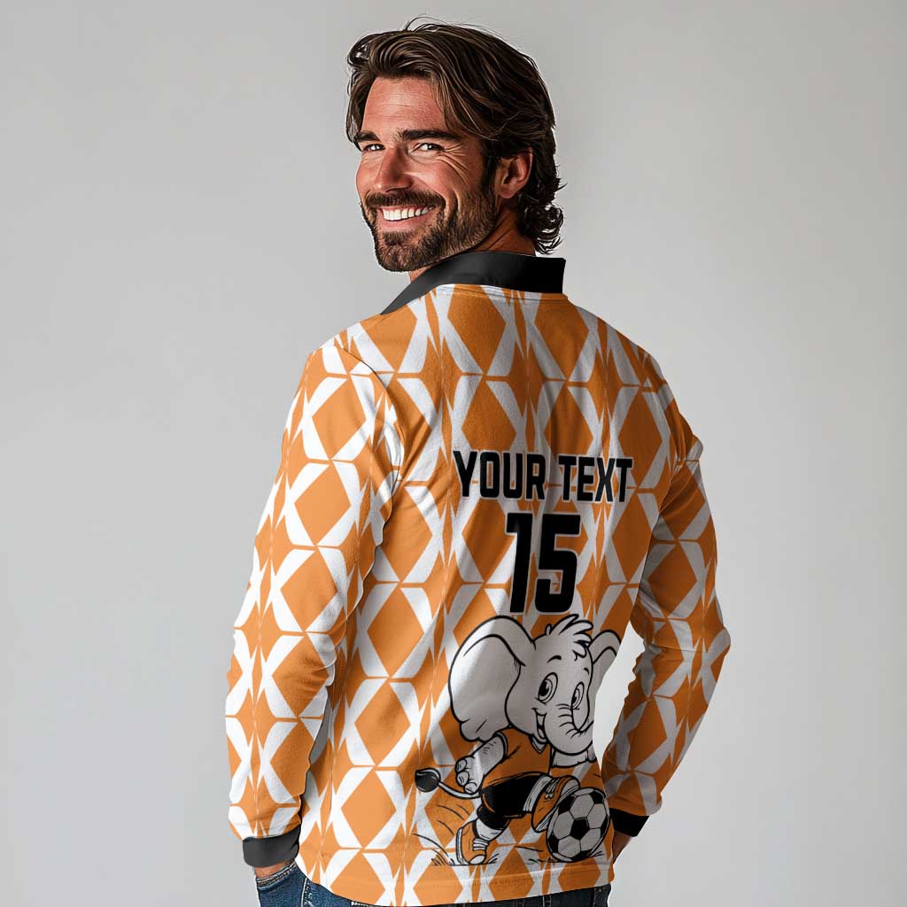 Custom Ivory Coast Football Long Sleeve Polo Shirt Go Champions