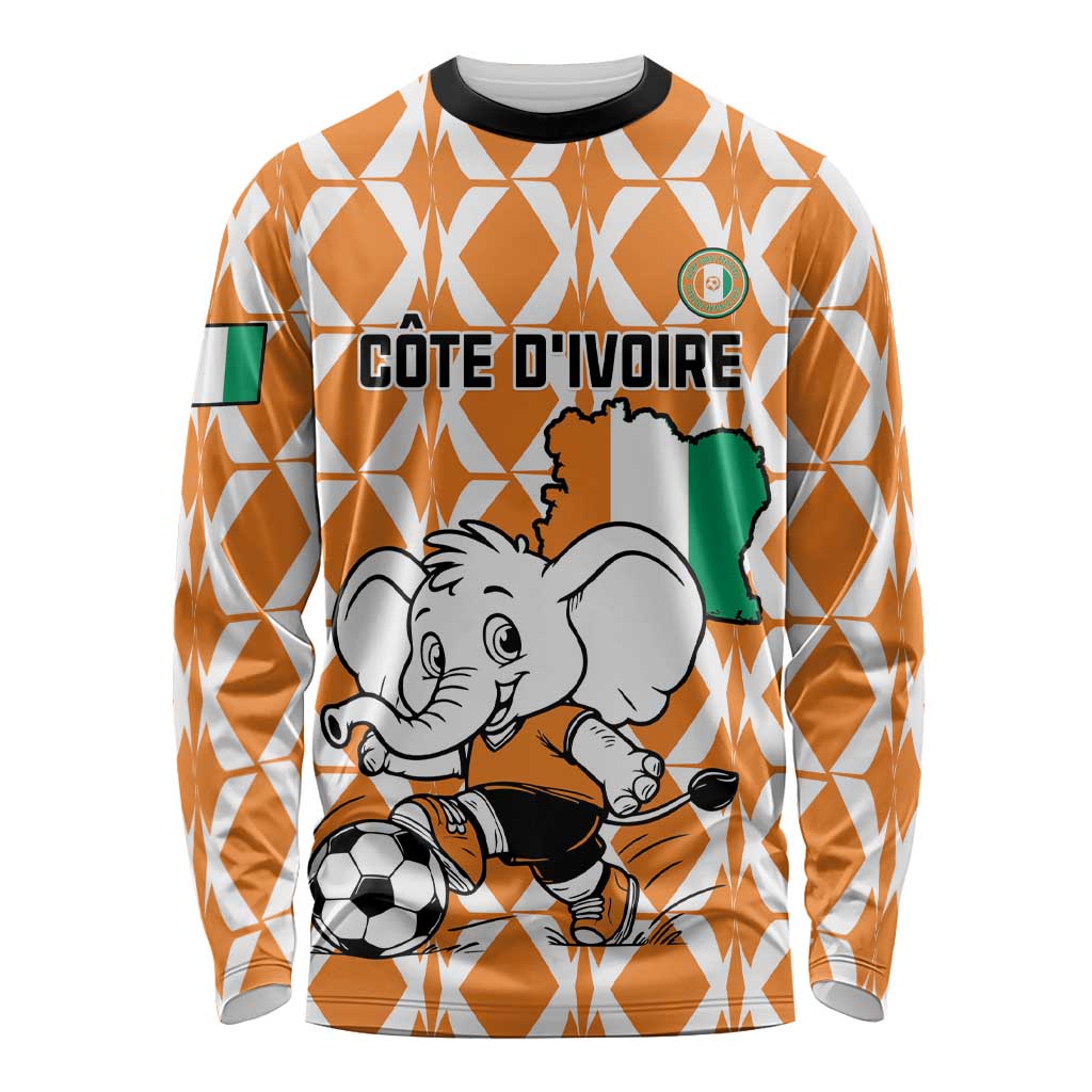 Custom Ivory Coast Football Long Sleeve Shirt Go Champions