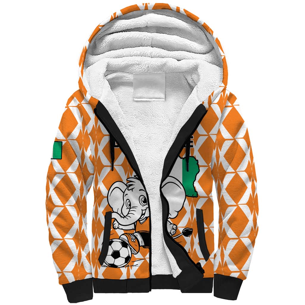 Custom Ivory Coast Football Sherpa Hoodie Go Champions
