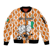 Custom Ivory Coast Football Sleeve Zip Bomber Jacket Go Champions