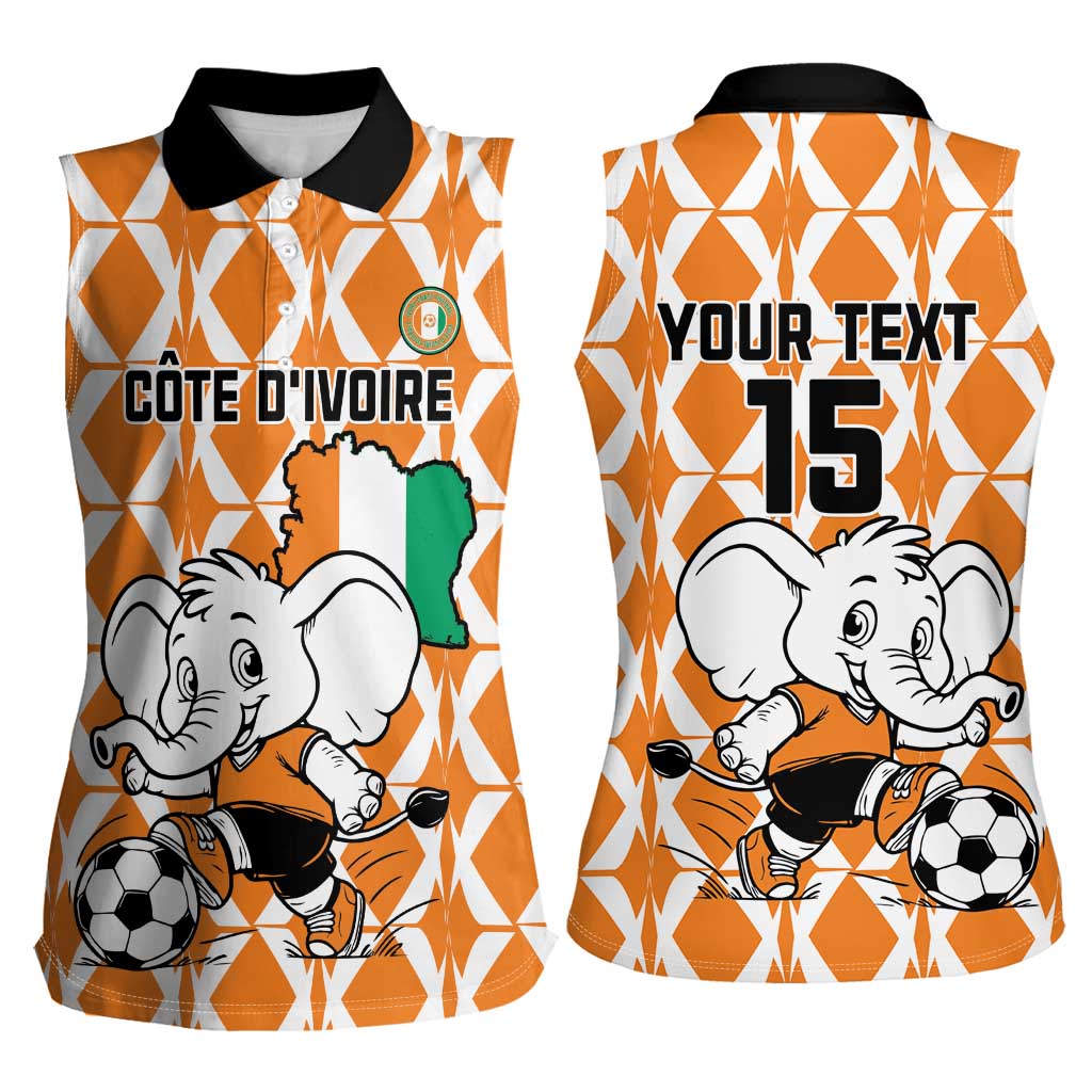 Custom Ivory Coast Football Women Sleeveless Polo Shirt Go Champions