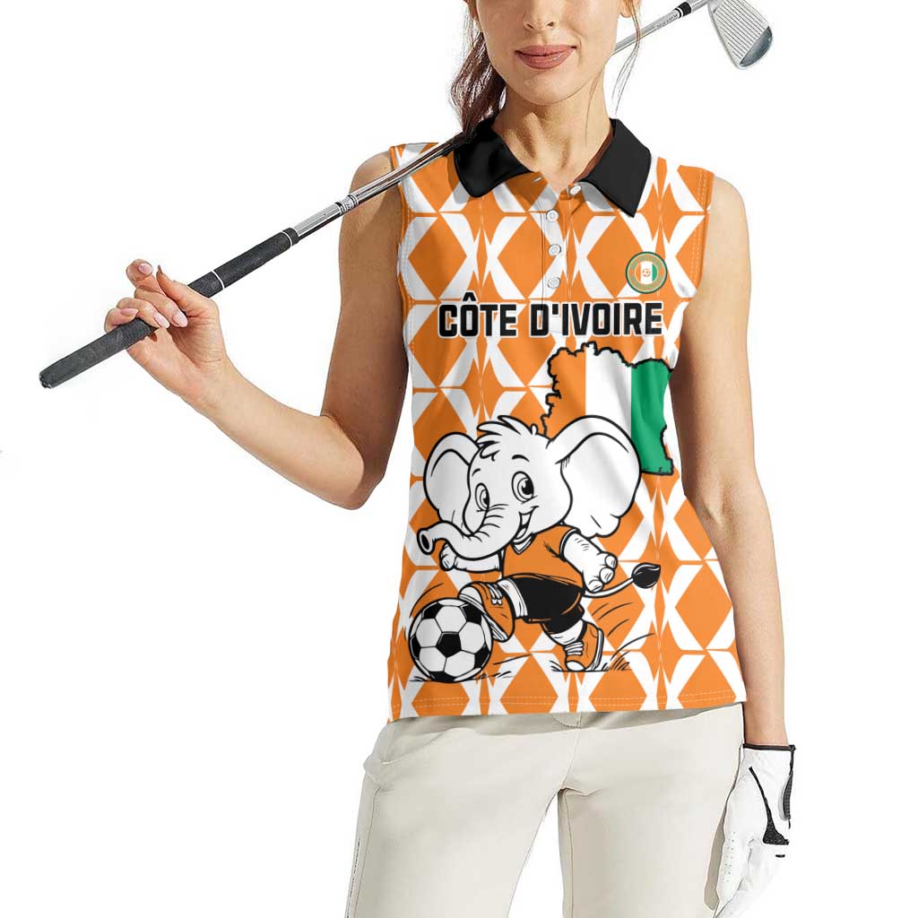Custom Ivory Coast Football Women Sleeveless Polo Shirt Go Champions