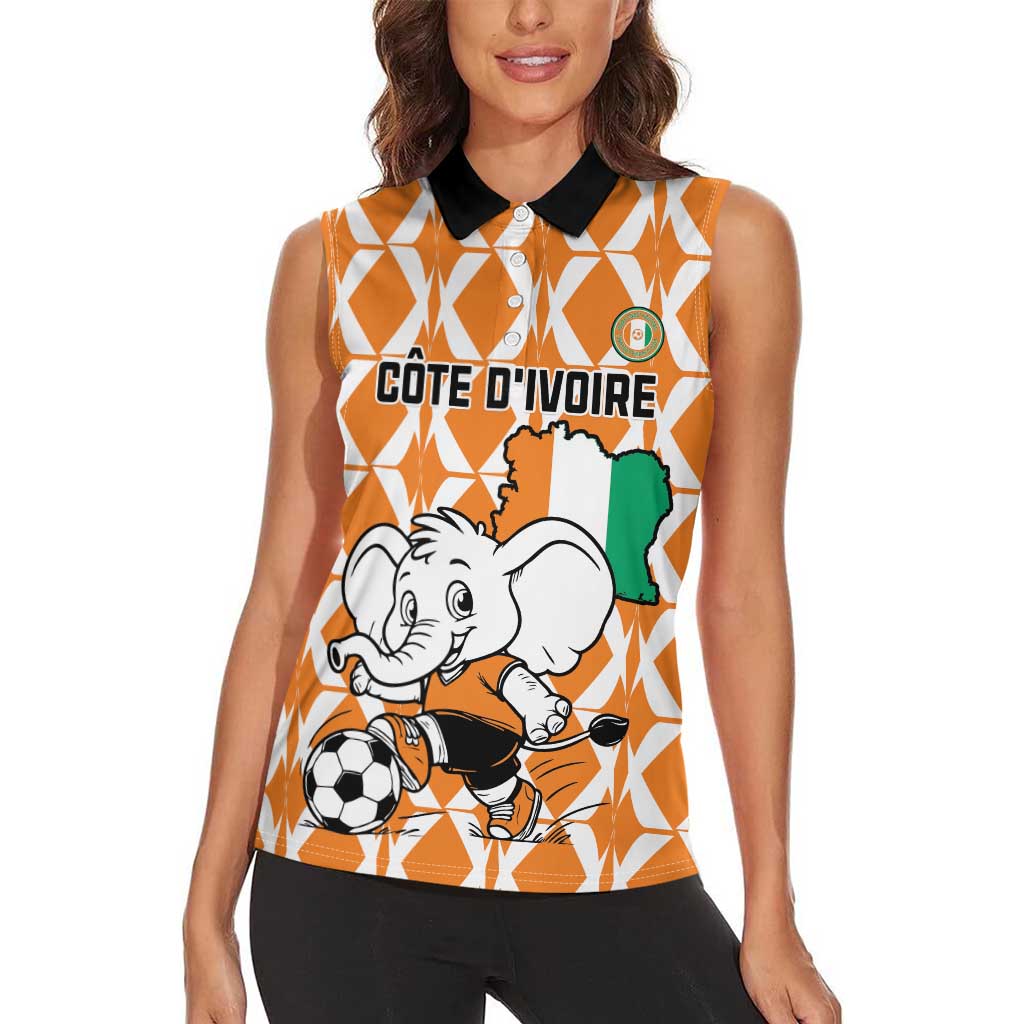 Custom Ivory Coast Football Women Sleeveless Polo Shirt Go Champions