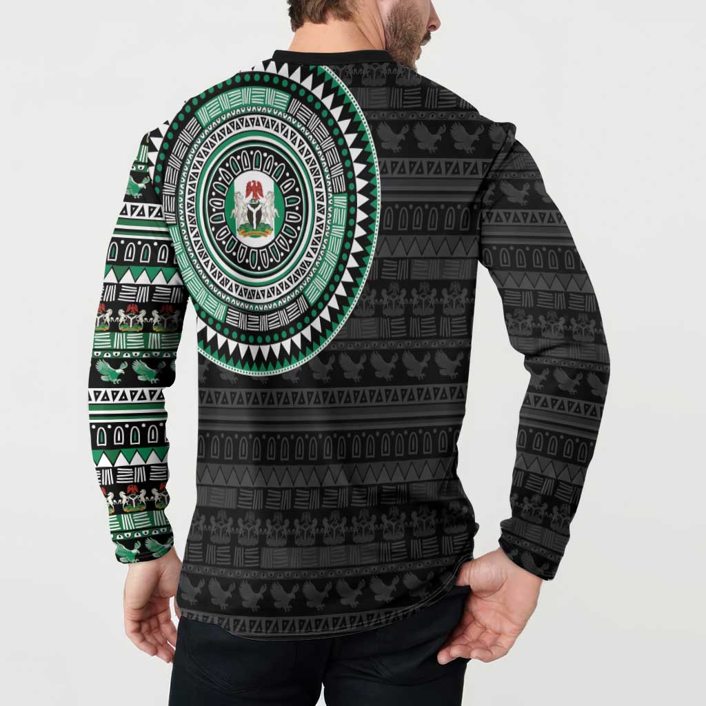 Nigeria Button Sweatshirt African Tribal Pattern