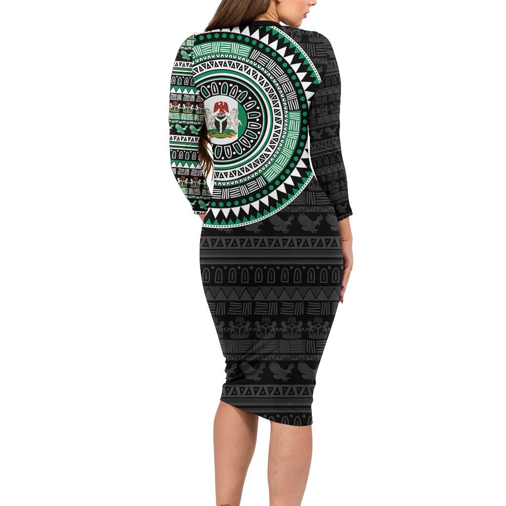 Nigeria Family Matching Long Sleeve Bodycon Dress and Hawaiian Shirt African Tribal Pattern