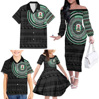 Nigeria Family Matching Off The Shoulder Long Sleeve Dress and Hawaiian Shirt African Tribal Pattern