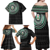 Nigeria Family Matching Off Shoulder Maxi Dress and Hawaiian Shirt African Tribal Pattern