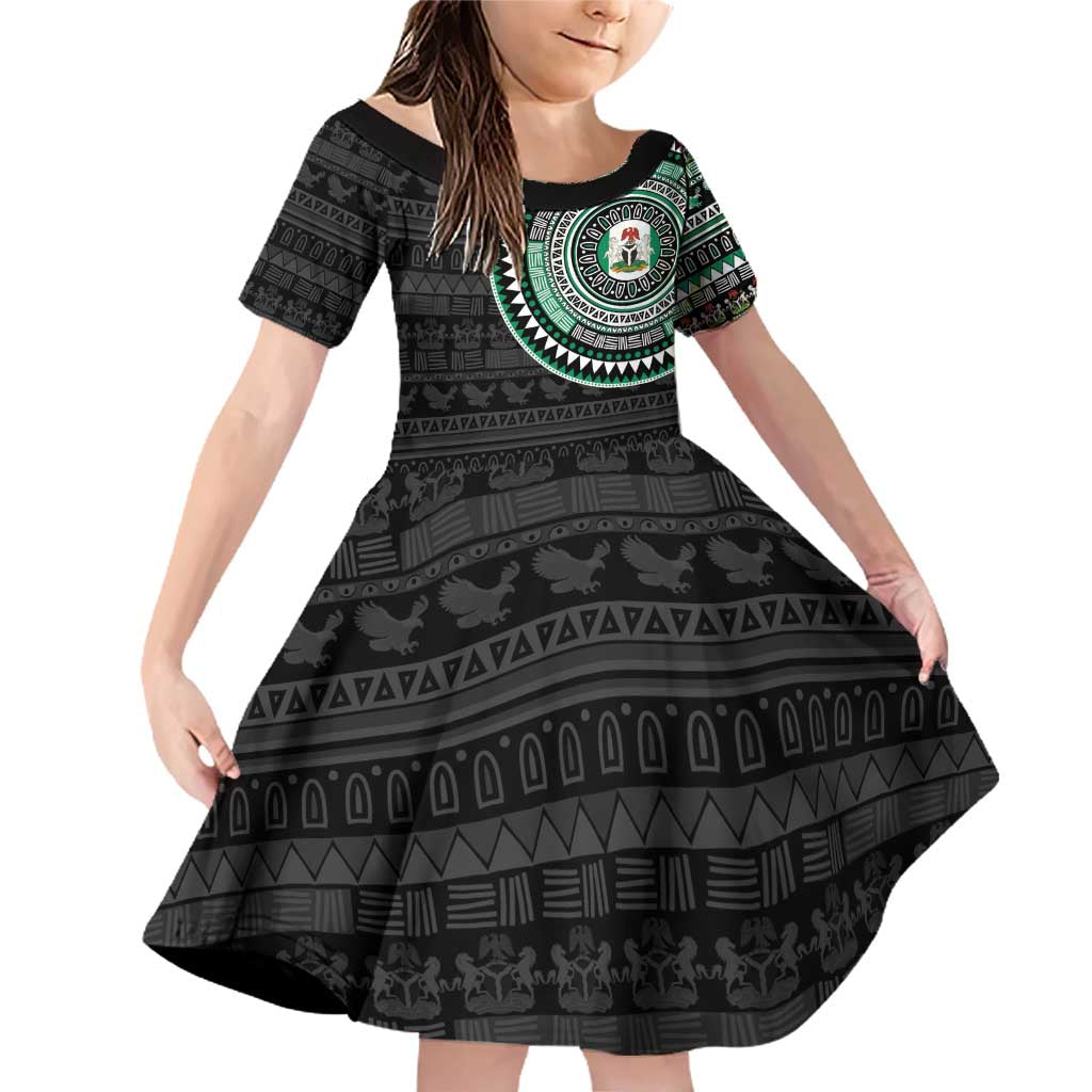 Nigeria Family Matching Off Shoulder Short Dress and Hawaiian Shirt African Tribal Pattern