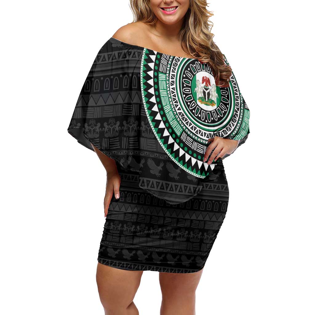 Nigeria Family Matching Off Shoulder Short Dress and Hawaiian Shirt African Tribal Pattern