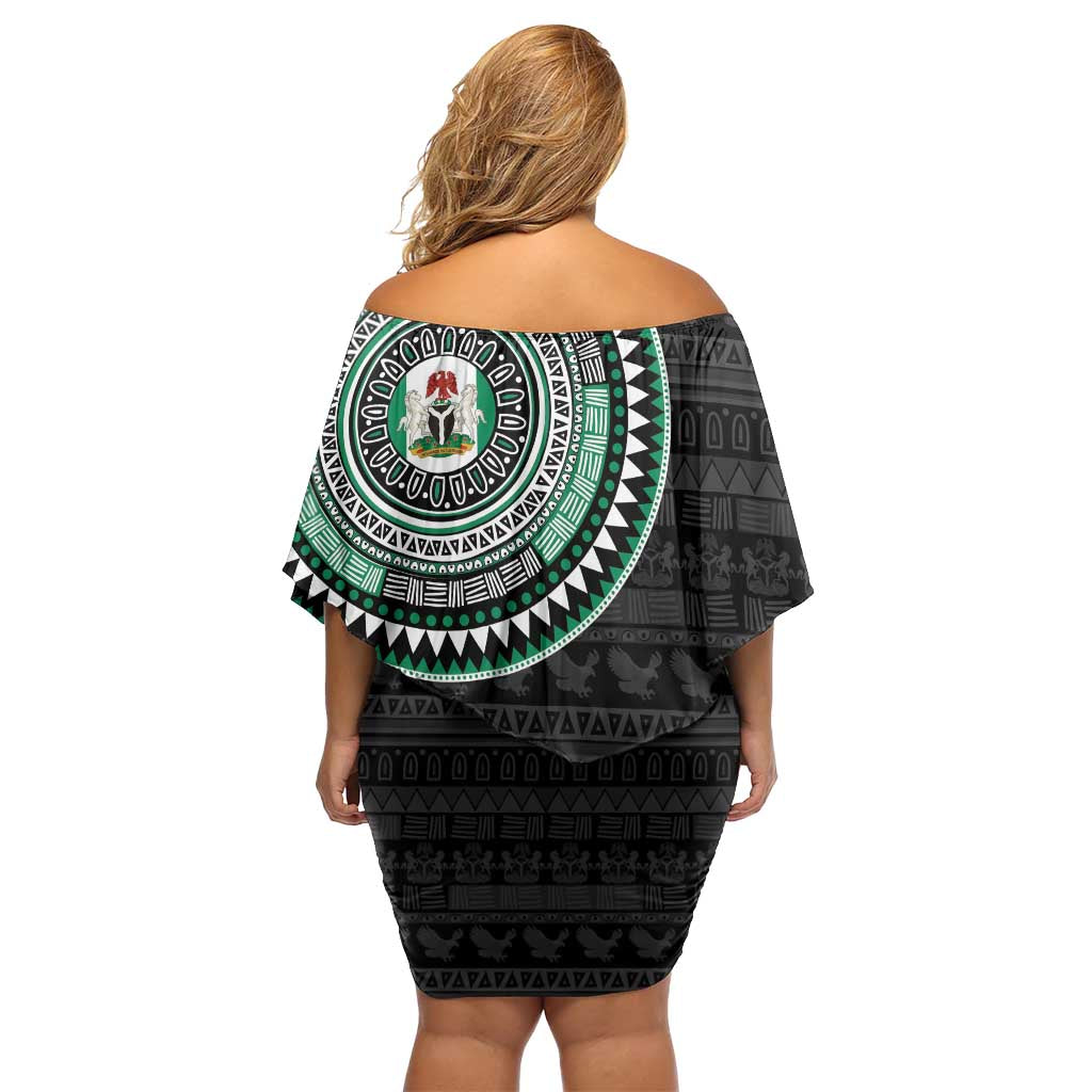 Nigeria Family Matching Off Shoulder Short Dress and Hawaiian Shirt African Tribal Pattern