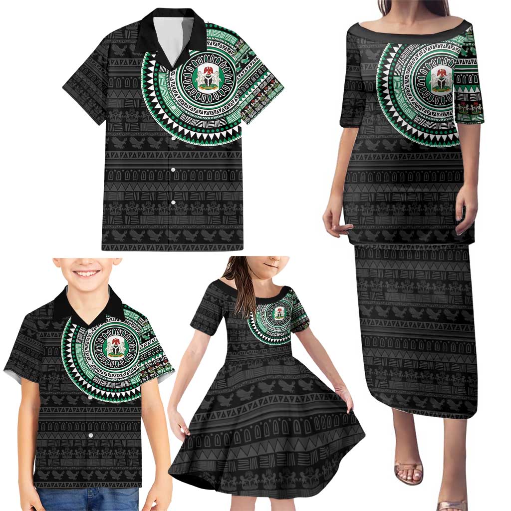 Nigeria Family Matching Puletasi and Hawaiian Shirt African Tribal Pattern