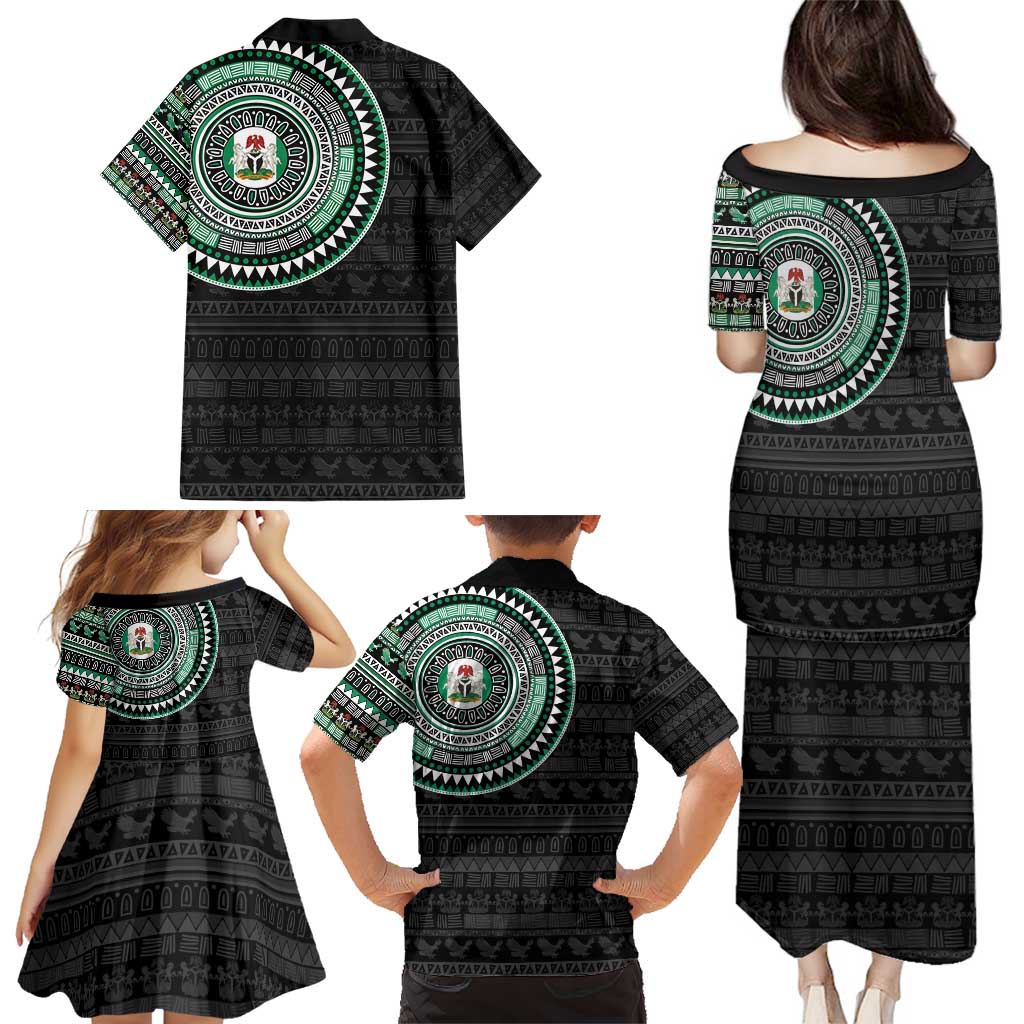 Nigeria Family Matching Puletasi and Hawaiian Shirt African Tribal Pattern