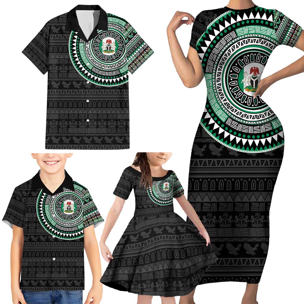 Nigeria Family Matching Short Sleeve Bodycon Dress and Hawaiian Shirt African Tribal Pattern