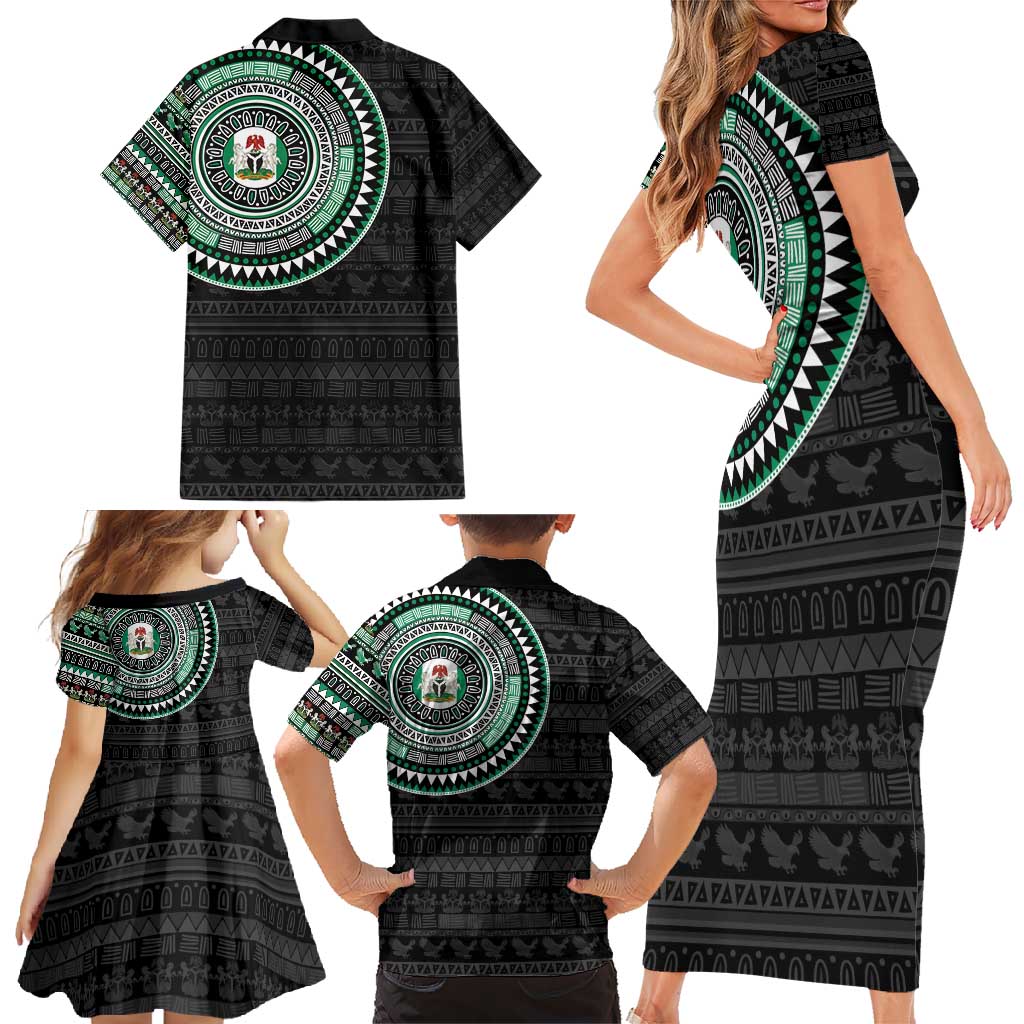 Nigeria Family Matching Short Sleeve Bodycon Dress and Hawaiian Shirt African Tribal Pattern